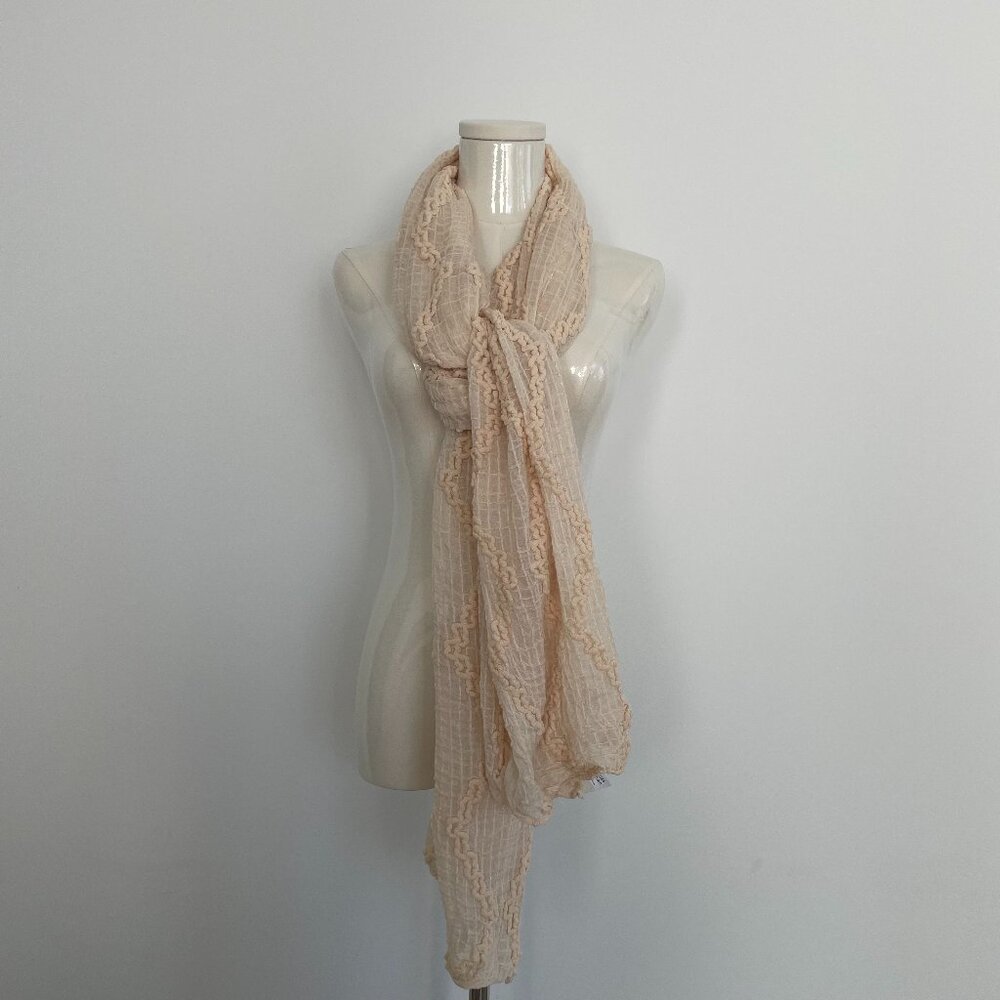 Textured + Sequined Ivory Scarf